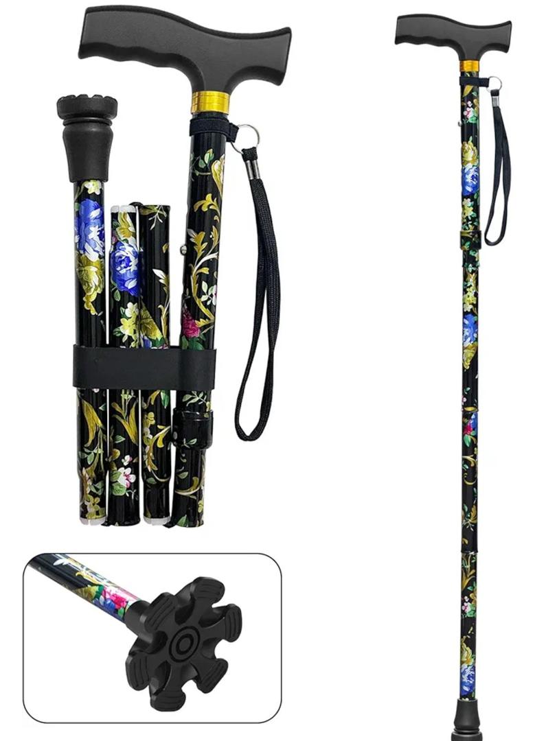 Walking Cane LIXIANG Cane for Man/Woman | Mobility & Daily Living Aids | 5-Level Height Adjustable Walking Stick | Comfortable Plastic T-Handle Portable Walking Stick Folding Cane