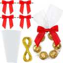 3 x Yexiya 50 Sets Valentines Wreath Candy Bags with Ribbon Bow Twist Ties and Long Clear Treat Bags for Party Favor Easter Wedding DIY Candy Wrapping Gifts Chocolate Bag(Red,2.4 x 21.7 Inch)