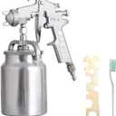 Professional Siphon Feed Spray Gun - 1.8mm Nozzle for Spraying Oil-Based or Latex Paints, with Cleaning Kits and Cup