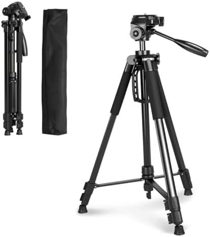 Takamine Lightweight Laser Level Tripod,58.27 Inch Adjustable Laser Level Stand, with 3-Way Rotating Head, 2 Bubble Levels, 1/4 Inch Threaded Interface