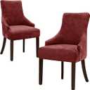 Wingback Dining Chair Covers Soft Velvet Wingback Chairs Covers Washable Wing Back Chair Slipcover Velvet Wing Chairs Protector for Dining Living Room Banquet (Red, 2PCS)