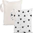 2 x Wet Dry Bags Water Resistant - 2 Pack Reusable Waterproof Wet Dry Bag for Swimsuits & Baby Clothes - Leakproof Storage Pouch Bag for Travel & Baby Diaper - Travel Laundry Daycare Bags (BlackHeart&Beige)