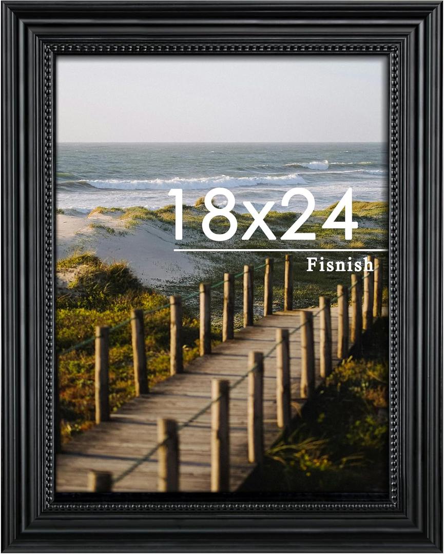 18x24 Picture Frame, Vintage Black 18 x 24 Poster Frame with HD Plexiglass Durable for Horizontal or Vertical Wall Mounting, 1 Pack