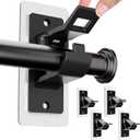 ANDGOO 4 Pack Adhesive Curtain Rod Holders No Drilling, Renter Friendly Curtain Rod Brackets, Heavy Duty Curtain Rod Hooks Hanger for 0.5'' to 1.2'' Rods, Apartment Bathroom Dorm Kitchen (Black)