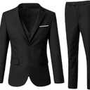 Men's 3 Piece Slim Fit Suit Set, Two Button Blazer Solid Jacket Vest Pants Wedding Business Suit (X-Large, Black)
