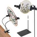 Embroidery Floor Stand for Hand Work, Hand Embroidery Hoop Cross Stitch Lap Stand, Black Adjustable Removable Floor Desktop Clip for Cross Stitch, Needlepoint