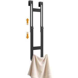 2PCS Shower Door Hooks, 7.7"-13.7" Height Adjustable Towel Hook For Frameless Glass Door, Stainless Steel No-Drill Double Bathroom Hooks, With 2 Anti-Slip Pads, Shower Hook For Robe, Bath Towel set of 2