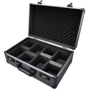 Boldblox XLarge 4Row Graded Card Storage Box with Combo Lock Secure Organizer for Graded Card Slabs, Toploaders, and Sports Trading Cards Gunmetal Gray