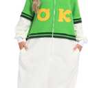 NAITOKE Adult Animal Onesie Halloween Costume Cosplay One-Piece Pajamas Women Man Teens (Small, Green White)