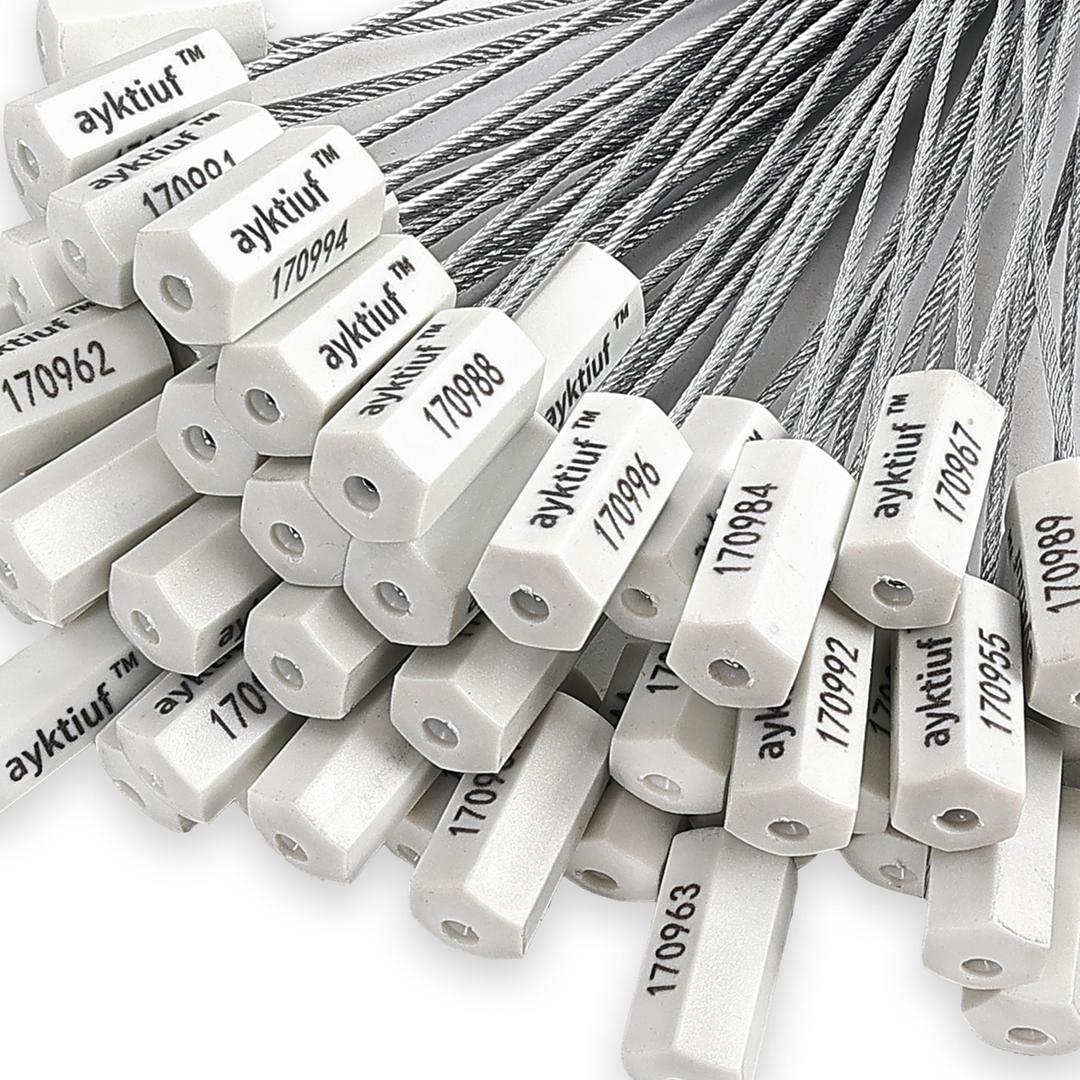 ayktiuf 600 Pieces Security Cable Seals, Metal Number Security Tags for Truck, Trailers, Cargo, Containers, Vans, Oil Tank, Milk Vehicle (White, 600 Pack)