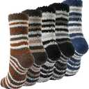 BenSorts Men Slipper Socks with Grips House Home Cabin Gripper Socks Non Slip Christmas Gift 5 Pack Black Grey Blue Stripes, Size: 6-13