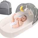 Portable Baby Bassinet- Travel Bassinet for Newborn and Infant, Suitable for Indoor & Outdoor Carry, Lightweight Foldable Washable, Portable Bassinet for Baby Travel, Portable Travel Bassinet, Grey