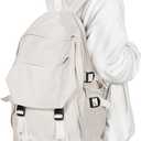 coowoz Lightweight School Bag Casual Daypack College Laptop Backpack for Men Women Water Resistant Travel Rucksack for Sports High School Middle Bookbag for girls White Small
