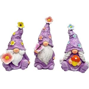 Gnome Decoration Figurine Outdoor Statue Resin 3pcs Flowers Spring Gnomes, Home Decoration Ornaments for Desktop Bookshelves Courtyard Garden Gift (Purple) Gnome Decoration Figurine Outdoor Statue Resin 3pcs Flowers Spring Gnomes, Home Decoration Ornaments for Desktop Bookshelves Courtyard Garden Gift (Purple)