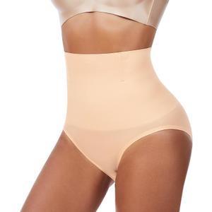 Tummy Control Underwear Women Seamless High Waisted Shapewear Panties (Beige, M)