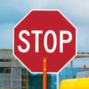 Handheld Stop Crosswalk Warning Double Sided Sign, 18x18 Inches, Aluminum,