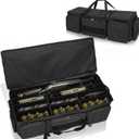 42" Soft Rifle Case for 4 Guns with Molle, Tactical Multi Gun Bag with Padded Dividers and Backpack Straps, Extra Pockets for Outdoor Hunting and Shooting Range, Safe Storage Shipping (Black)