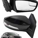 Right Passenger Side Mirror Fit for Ford Focus 2012 2013 2014 Replace CP9Z17682CA, Black Exterior Rearview Power Glass with Manual Folding, Blind Spot Mirror and Turn Signal 7Pins, Right Passenger Side