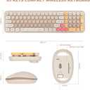 Keyboard Mouse Wireless, Slim Compact Silent 2.4G Cute 84 Keys Keyboard for PC, Notebook, MacBook, Tablet, Laptop, Windows System Coffee