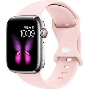 Sport Bands Compatible with Apple Watch Band Ultra 2/Ultra SE Series 9/8/7/6/5/4/3/2/1 38mm 40mm 41mm 42mm 44mm 45mm 49mm S/M M/L for Women/Men Silicone iWatch Band(Chalk Pink, 38/40/41mm