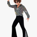 Morph Mens Disco Costume 70s Outfit Full Disco Shirt Retro Party Wear 70s Style Clothing for Men Chain Not Included Size XL