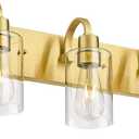 Emliviar 3-Light Vanity Lights for Bathroom, Brushed Gold Bathroom Light with Clear Glass Shade, YCE237B-3W BG