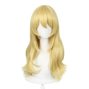 COSPLAZA 60cm Long Yellow Blonde Loose Wavy Curly Women Princess Halloween Party Cosplay Costume Wig