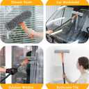 Window Cleaner Tool for Home, 59.5'' Squeegee Kit for Car Windshield, Shower Door, Mirror Cleaning, 2 in 1 Outdoor Glass Washer with Extension Pole