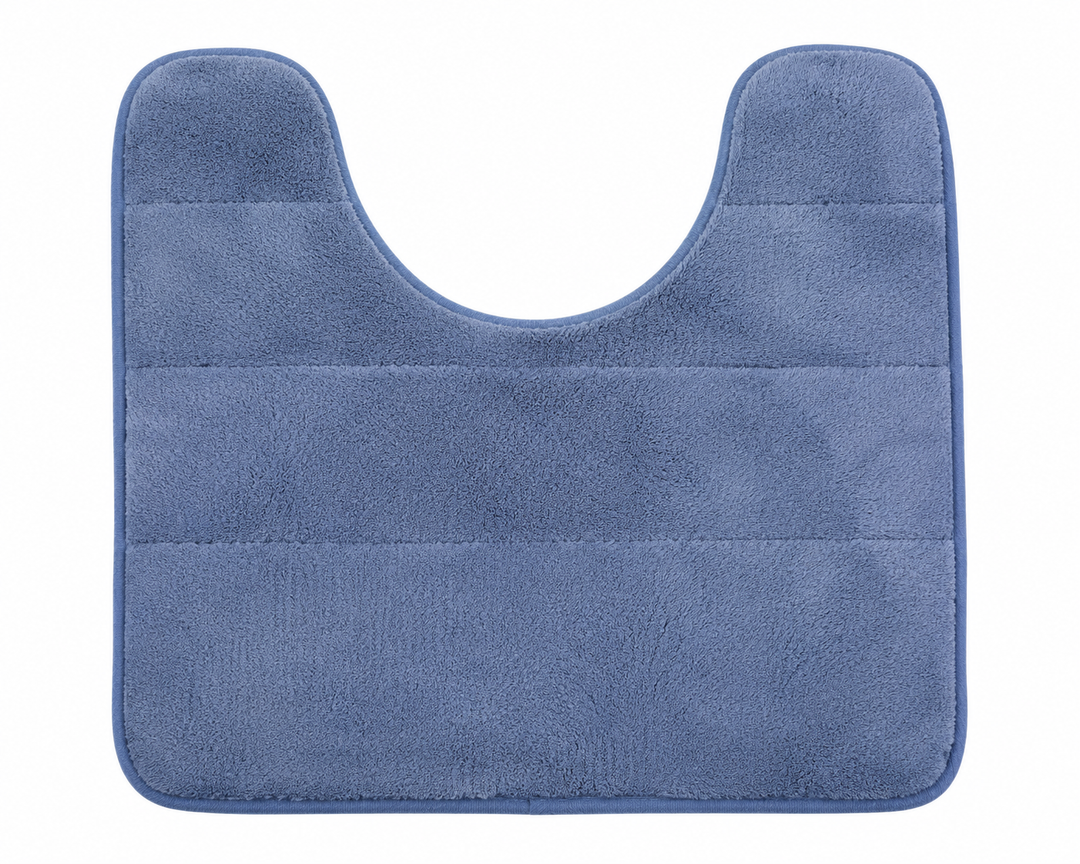 Memory Foam Toilet Bath Mat, U-Shaped Commode Contour Rug, Super Water Absorption, Non-Slip, 24 X 20 Inches, Sky Blue