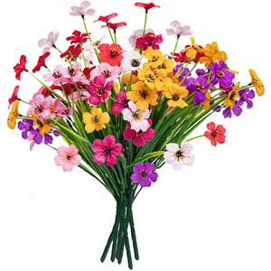 MACTING Artificial Flowers for Outdoors 6 Bundles Fake Flowers UV Resistant Faux Plastic Plants No Fade for Planters Window Box Patio Porch Garden Yard Indoor Outside Summer Decorations(Mix Color-1)