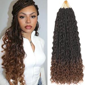 9Packs 14 Inch Senegalese Twist Crochet Hair with Curly Ends Boho Island Twist Crochet Hair Pre-Looped Boho Twist Crochet Braids for Black Women Synthetic Braiding Hair (1B/30#)