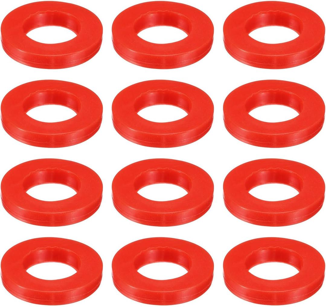uxcell 12 Pcs Solid Silicone Flat Washer DN25 1-3/8" OD x 1" ID x 1/4" Thickness Large Washers O Ring Sealing Gaskets, Industrial Flat Silicone Spacer, Red