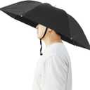 Umbrella Hat, 37 inch Fishing Umbrella Hat Hands Free Foldable UV Protection Umbrella Cap Adjustable Headwear for Fishing Golf Camping Beach Gardening Sunshade Outdoor (Black)