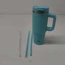 30 oz Tumbler with Handle and 2 Straws,2 in 1 Lid Insulated Water Bottle Stainless Steel Travel Coffee Mug, Turquoise