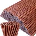 Domensi 100 Pcs Plastic Straws Disposable Drinking Plastic Straws Reusable Striped Flag Summer Party Supplies for Birthday Decoration (Wood Grain)