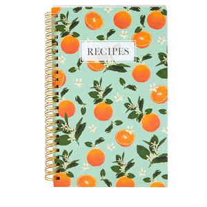Blank Recipe Book to Write in Your Own Recipes, 120 Pages, 8 Sections, Floral and Orange Theme, Laminated Hardcover (5.5 x 8.5 In) - Cook Books Blank