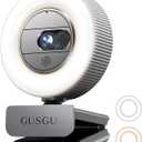 2K QHD Webcam with Microphone and Ring Light, G910 Web Camera Privacy Cover, USB Plug&Play Computer Camera for PC/Desktop/Laptop/Mac, Streaming Camera for Video Conferencing