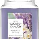 Yankee Candle Large Jar Scented Candle with up to 150 Hour Burn Time, Premium Plant Wax Blend for Consistent Burn, 22 oz Jar Candle with Room Filling Fragrance, Lavender Vanilla