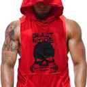 SZKANI Mens Skull Print Sleeveless Fitness Vest Bodybuilding Stringers Workout Tank Tops (X-Large, Red(Single Dumbbell))