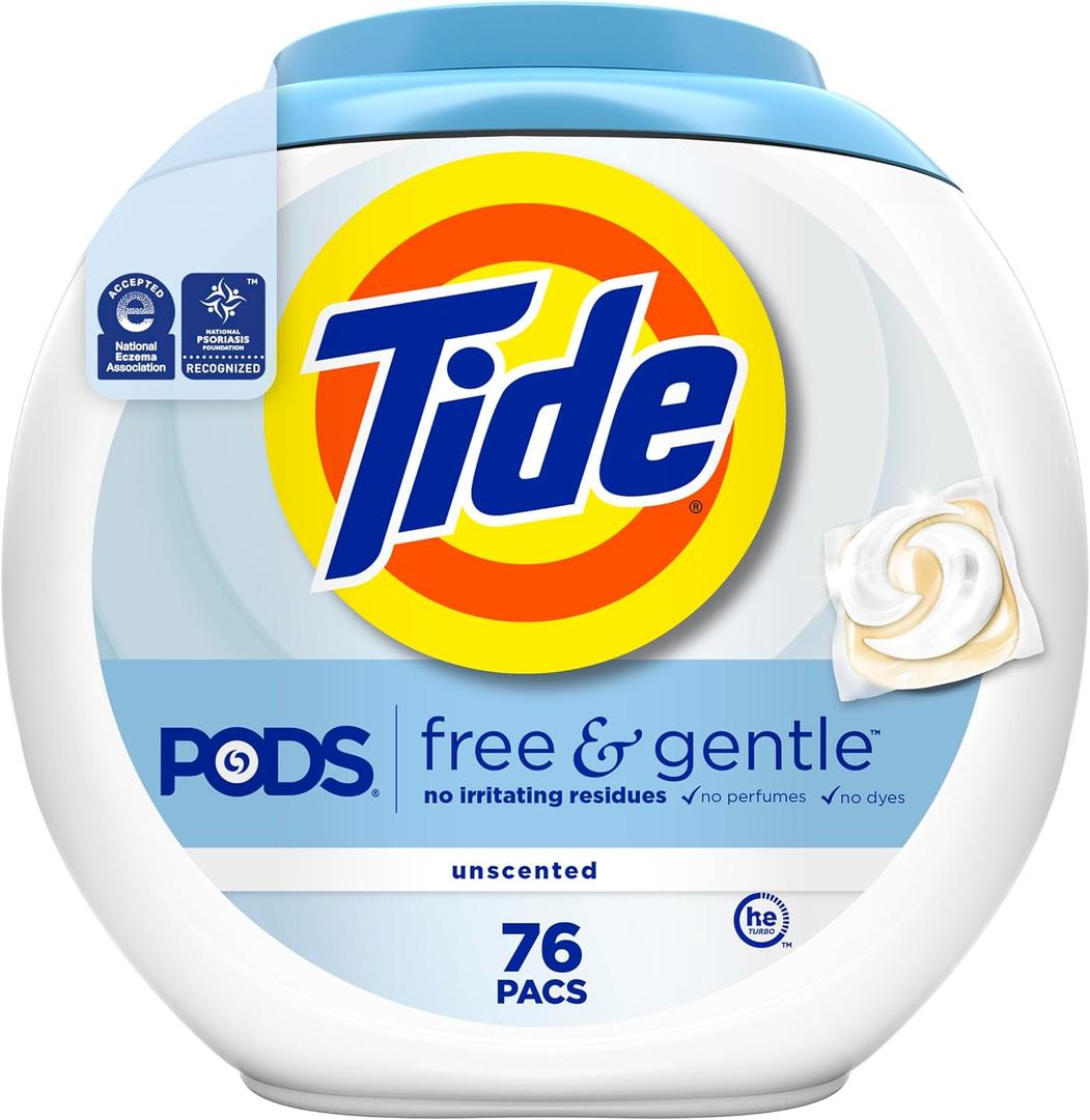 Tide PODS Free & Gentle Laundry Detergent Soap Pacs, 76 Count