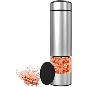 innhom Electric Salt Grinder Pepper Grinder Battery Operated Stainless Steel Pepper Mill Automatic Salt and Pepper Grinder with Adjustable Coarseness, 1 Pack