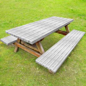Boao 3 Pcs Vinyl Picnic Table Cover with Bench Cover 6 ft 30 x 72 Inch Waterproof Fitted Tablecloth Flannel Backing Rectangular Elastic Edged for Camping Outdoor Patio Travel(Birch)