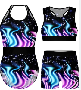 JESKIDS Gymnastics Leotards for Girls Dance Unitards Biketards Matching Shorts Activewear Suits for Girls 10 Years