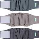 wegreeco Washable Male Dog Belly Band (Stylish Pattern)- Pack of 3 - Washable Male Dog Belly Wrap, Dog Diapers Male (Large) (Green, Light Brown, Grey)