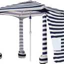 AMMSUN Beach Cabana, 6.5'x6.5' Beach Canopy, Easy Set up and Take Down, Cabana Tent with Sand Pockets, Instant Sun Shade with Side Wall, Navy Sailor