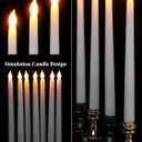 Treela 36 Pieces Flameless Taper Candles Flickering Faux LED Battery Operated Electric Fake Candles for Christmas Halloween Birthday Wedding Party(White,0.8x11 Inches,Smooth)
