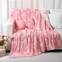 Pink Bow Throw Blanket and Pillow Set Include Coquette Blanket 50 x 60 Inch and Pink Bow Plush Throw Pillows Cushion for Baby Girls Women Gift Couch Sofa Bed Nursery Preppy Room Decorations