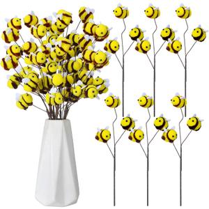 Suncalla 12 Pcs Felt Bee Stems What Will Baby Bees Birthday Party Decoration DIY Felt Honeybee Branch Pick for Tree Vase Filler Home Table Centerpiece Farmhouse Baby Shower Crafts (Bee)