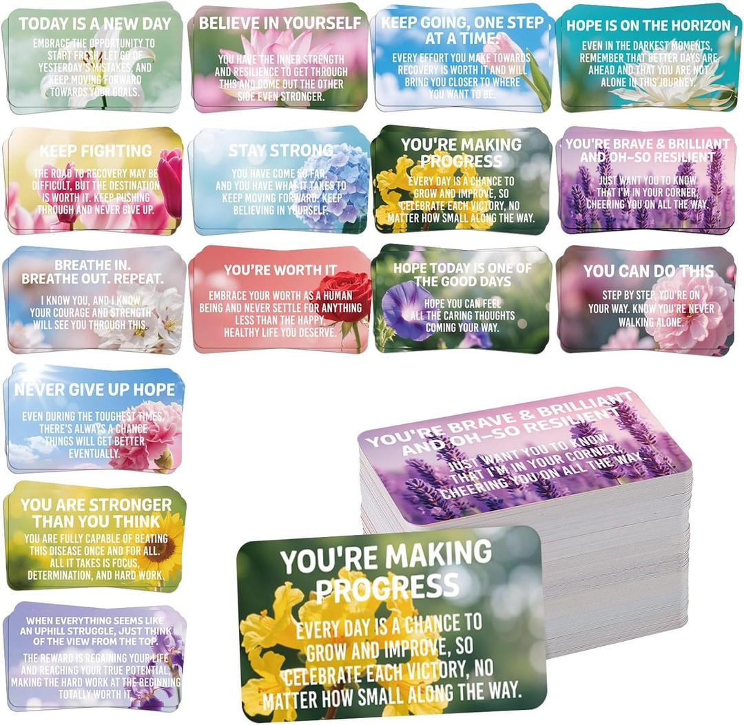 300 Pcs Motivation Inspiration Affirmation Cards, Recovery Encouragement Cards 3.5 x 2 Inch Positive Inspirational Hope Quotes Card Sobriety Recovery Greeting Gifts for Men Women (Floral)