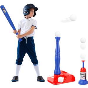 Kids Baseball Tee,T Ball Set for Kids and Toddlers Batting Tee Game,Auto Ball Launcher, Outdoor Sport Toy Games for 3+ Boys Girls Kids